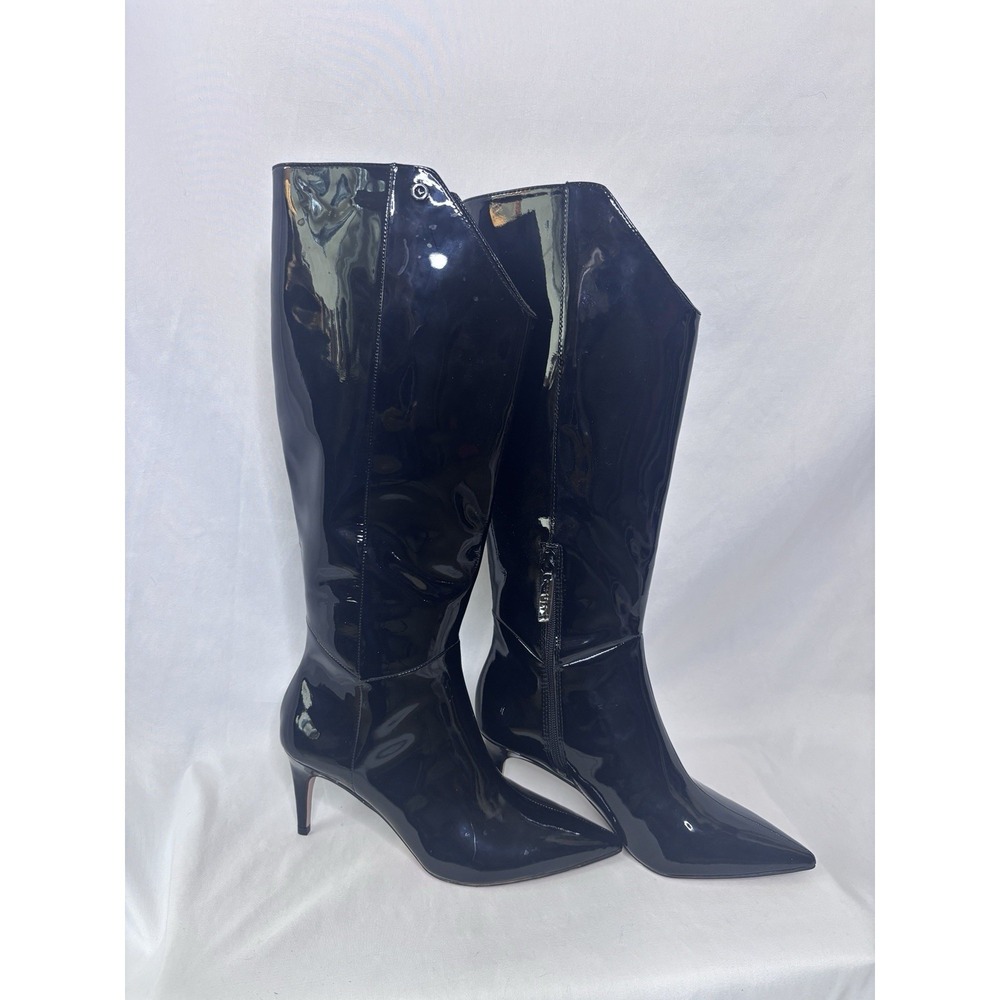 Louise et Cie Kamil Leather Pointed Toe Tall Boots Black Patent Leather Boots‎ 8